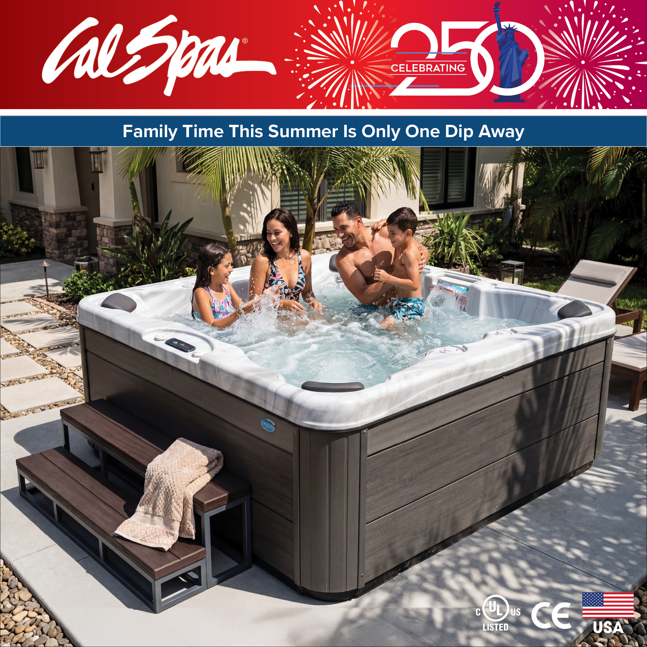 Calspas hot tub being used in a family setting - Rocky Mountain